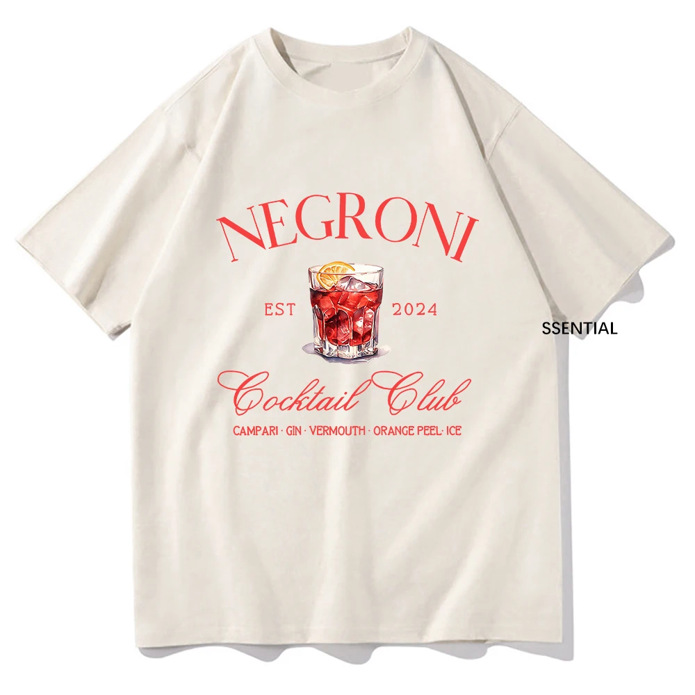 Vintage Fashion Club - Negroni-男性と女性のためのユニセックスコットンTシャツ,古着,原宿,ストリートウェア,グラフィック,ファッション