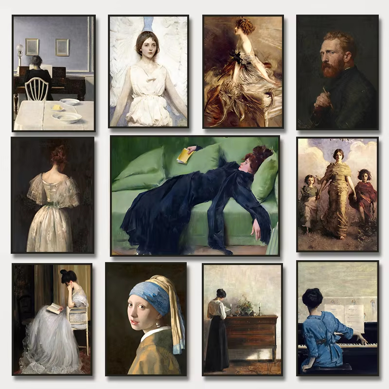 Vintage Fashion Game - 数字で描く油絵 ヴィンテージ女性 無枠キャンバスウォールアート オールドファッション女性ポートレート 美的インテリア装飾