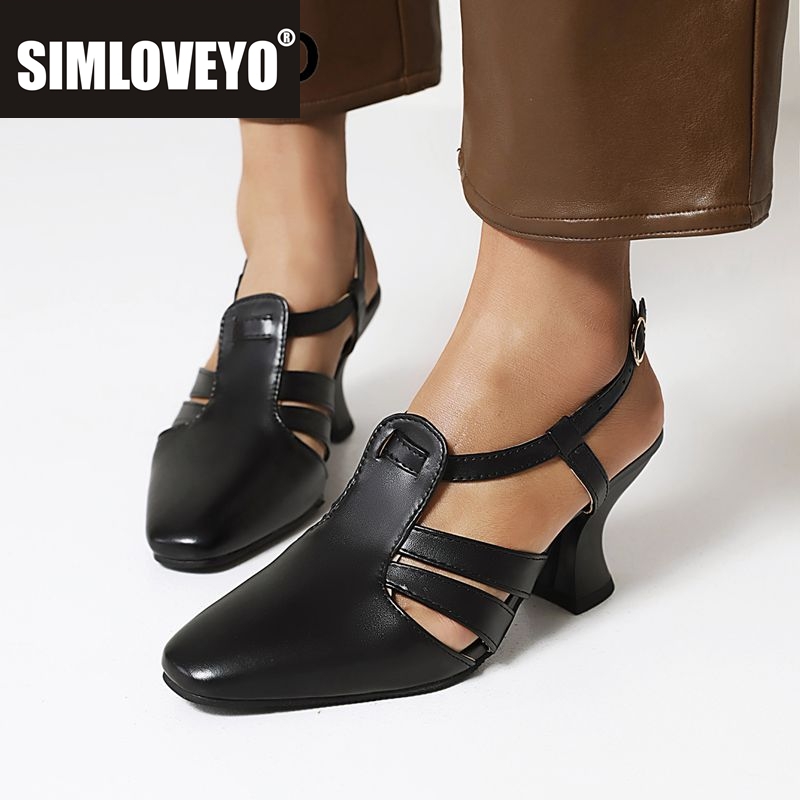 Vintage Fashion Heels - SIMLOVEYO 2025 ファッションデイリーサンダル レディース スクエアトゥ ハイヒール