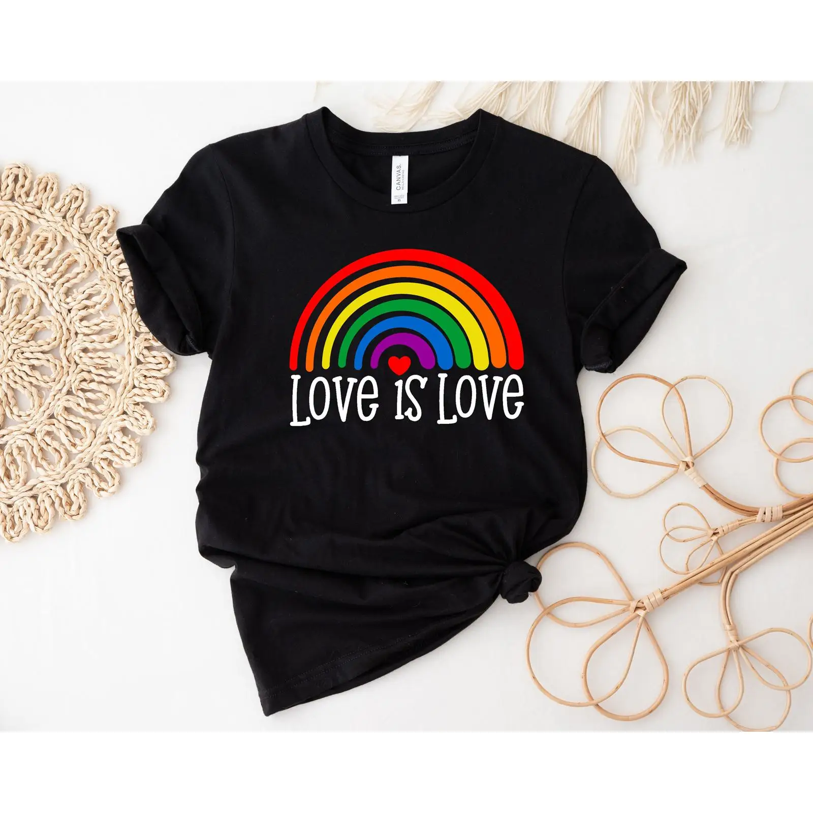 Vintage Fashion Community - Love Is Rainbow LGBTQ Tシャツ ゲイの権利