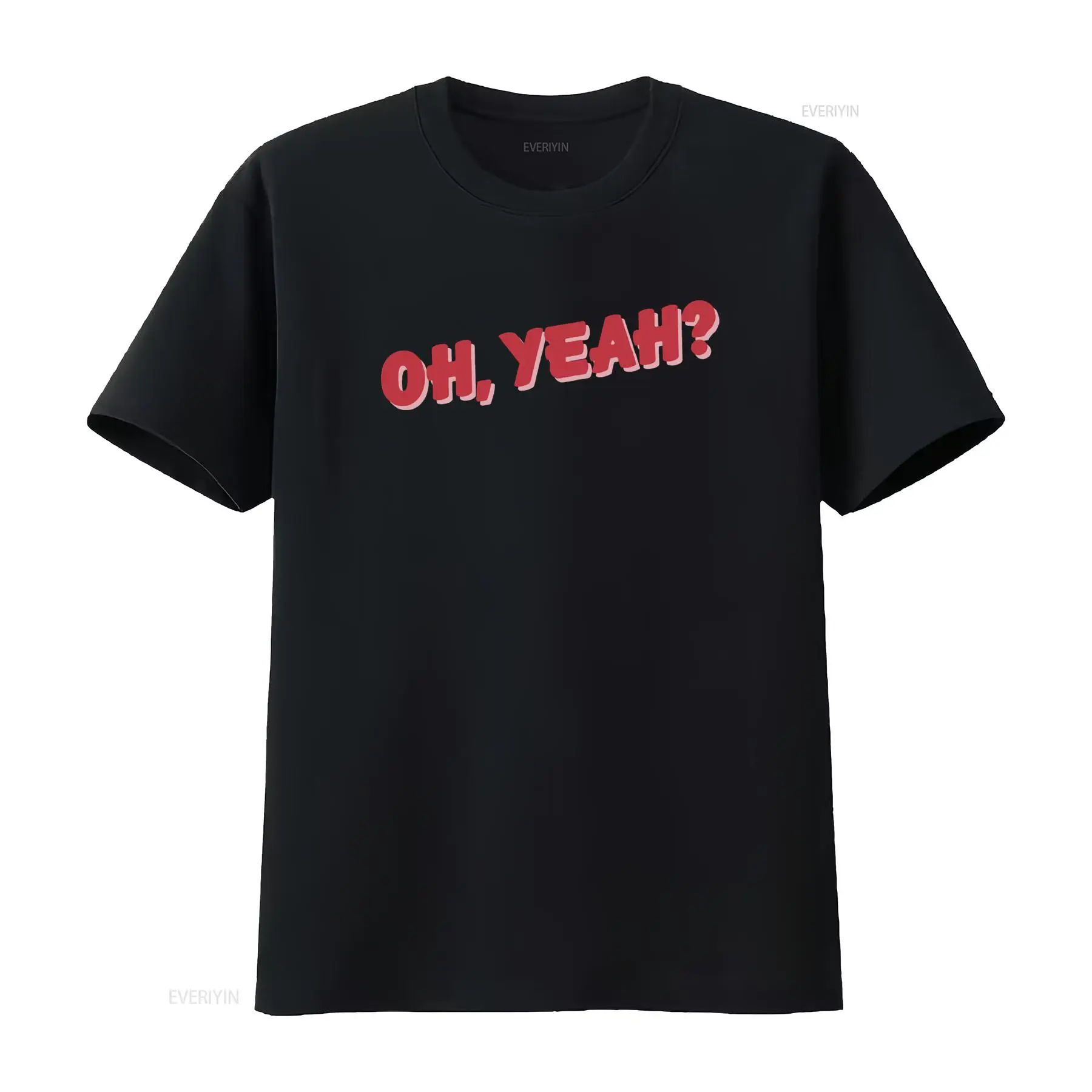 Vintage Fashion Font - レトロで面白い「Oh Yeah」スローガン入りバブルフォントプリントカジュアルストリートウェアTシャツ、ヴィンテージ風ウォッシュ加工、快適なグラフィックファッション、通気性あり