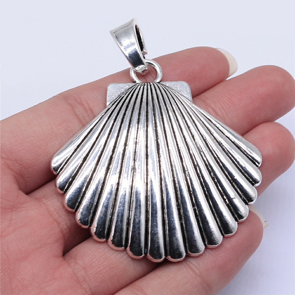 Vintage Fashion Blog - 1 個 55 × 55 ミリメートルアンティークシルバーカラー特大シェルチャーム手作りジュエリー作成アクセサリー