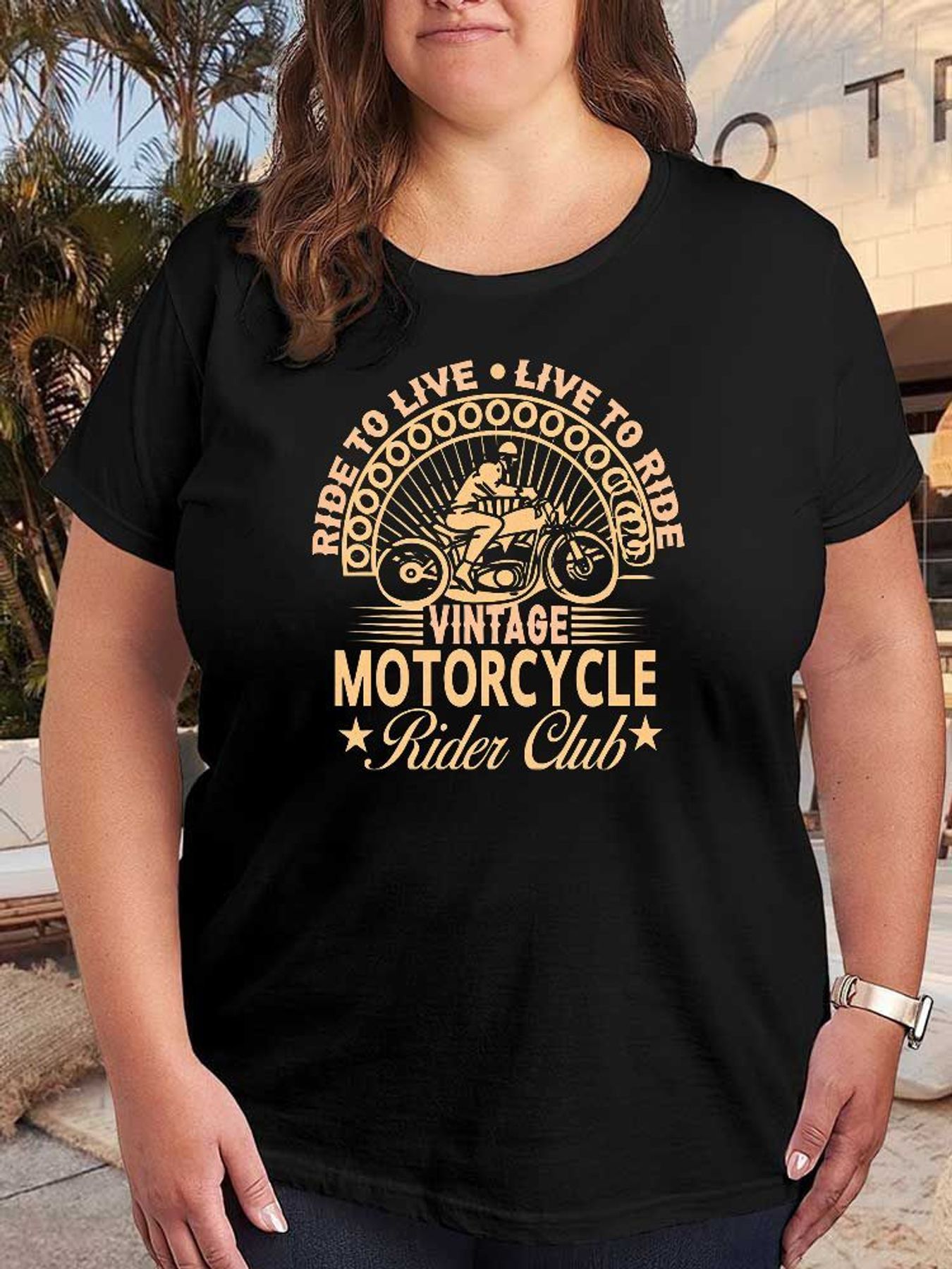 Vintage Fashion Club - ヴィンテージバイクライダーズクラブ グラフィックTシャツ レディース ファッション ストレッチ プラスサイズ