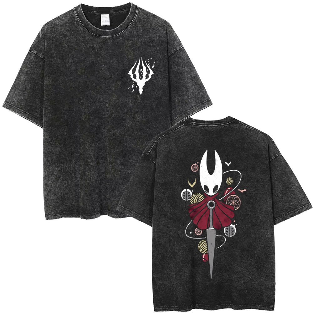 Vintage Fashion Game - ウォッシュドヴィンテージゲーム ホロウナイト 両面プリントTシャツ ファンギフト メンズ レディース