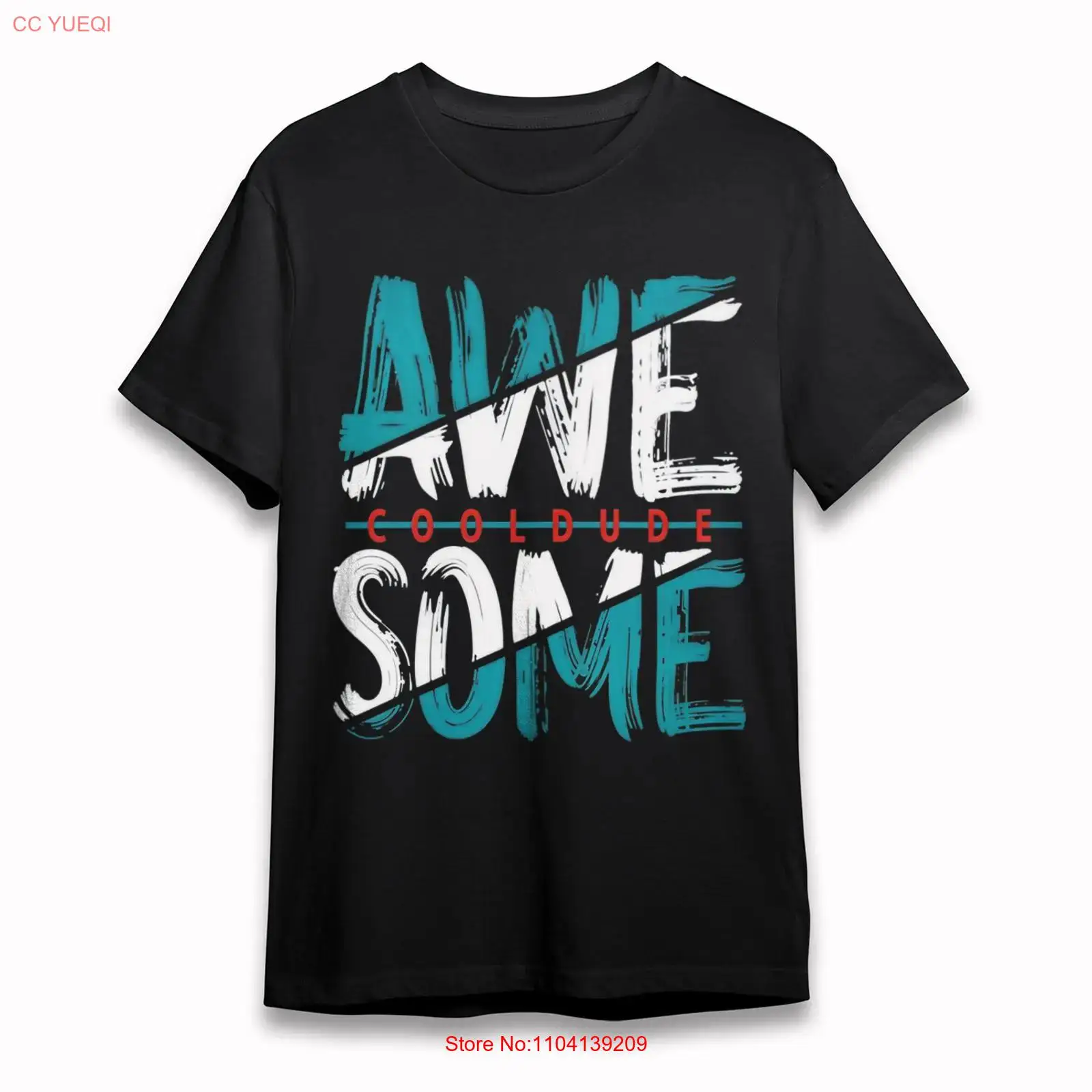 Vintage Fashion Font - メンズTシャツ、大胆な「AWESOME」ブラシフォント入り、黒、綿100%、ヴィンテージウォッシュ加工、ストリートウェア、少し通気性あり、快適なファッション