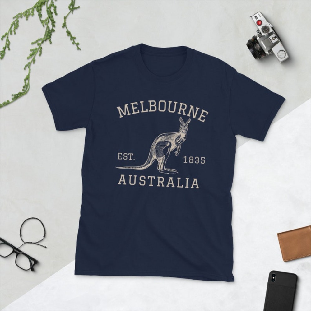 Vintage Fashion Melbourne - メルボルンオーストラリア Tシャツオーストラリアカンガルーシャツヴィンテージ 1835 アスレチックオージー Tシャツ男性女性ファッションコットン Tシャツトップス