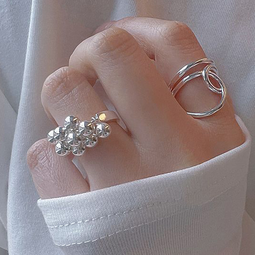 Vintage Fashion Club - Bfクラブ-925女性用クロスストーン付きスターリングシルバーリング、幾何学的、ヴィンテージ、手作り、不規則、パーティーギフト、ファッション