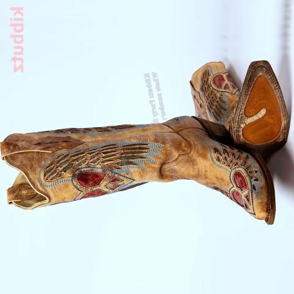 刺繍入りカウボーイウエスタンブーツニーハイヴィンテージライダ - Vintage Fashion Heels のレビューと価格
