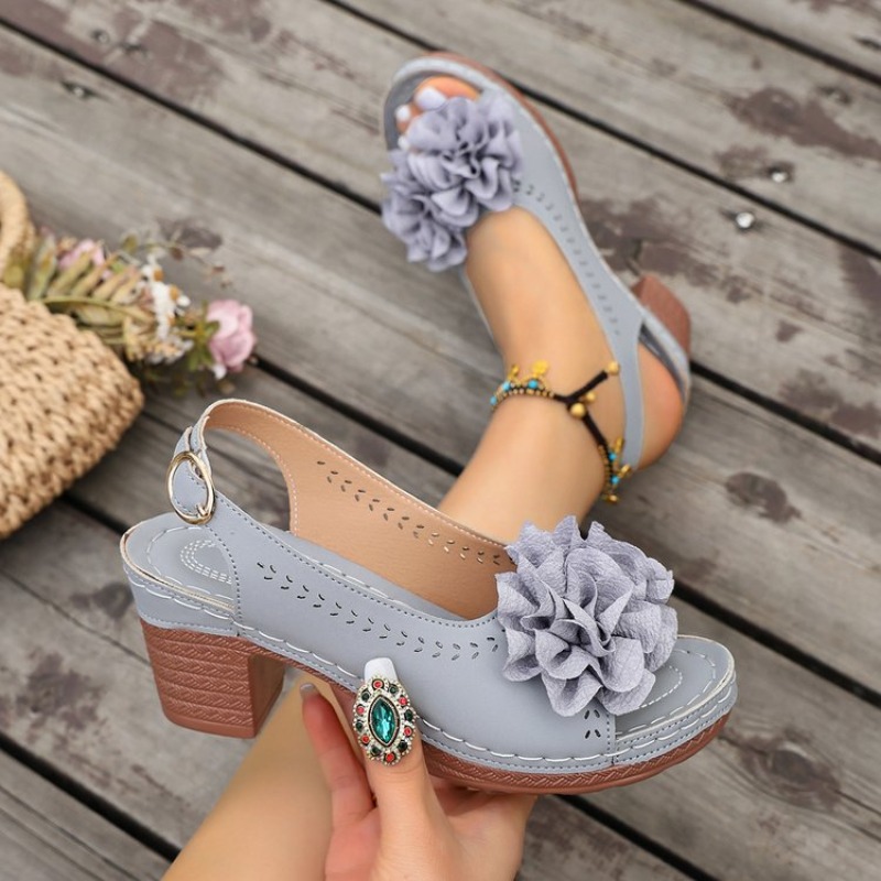 ヴィンテージフラワーデコレーションピープトゥサンダル レディ - Vintage Fashion Heels のレビューと価格
