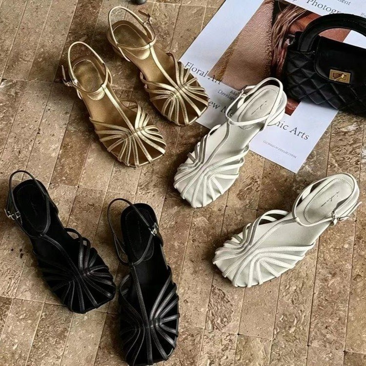 フランス風ヴィンテージ織り込みトゥサンダル 2026夏新作  - Vintage Fashion Heels のレビューと価格