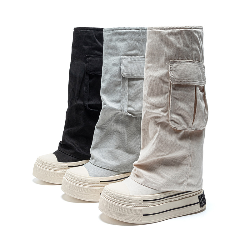 12cmデニムキャンバス2025秋冬新作ブラウンファッション - Vintage Fashion Heels のレビューと価格