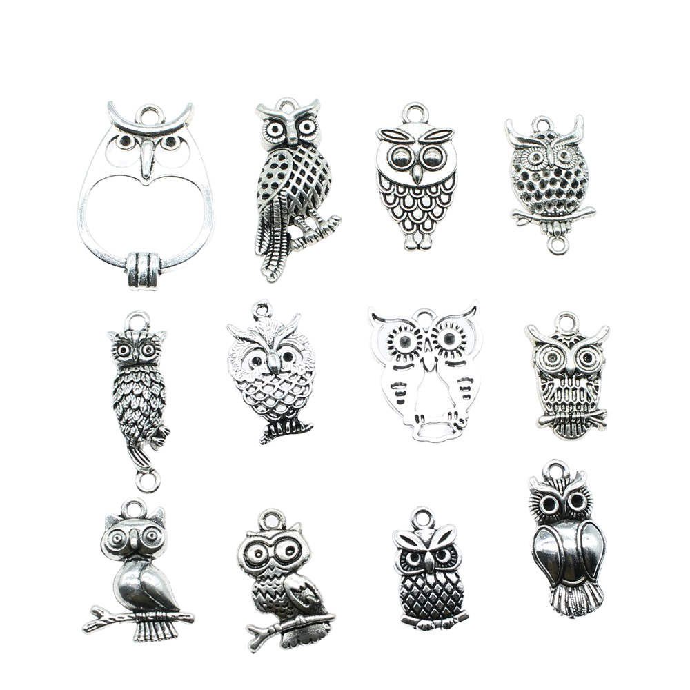 10 個チャームフクロウアンティークシルバーカラーかわいいフ - Vintage Fashion Blog のレビューと価格