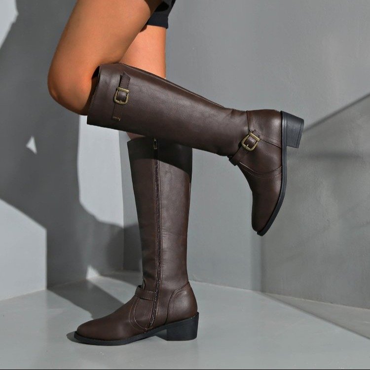 レディースニーハイブーツ プラットフォームロングブーツ ロー - Vintage Fashion Heels のレビューと価格