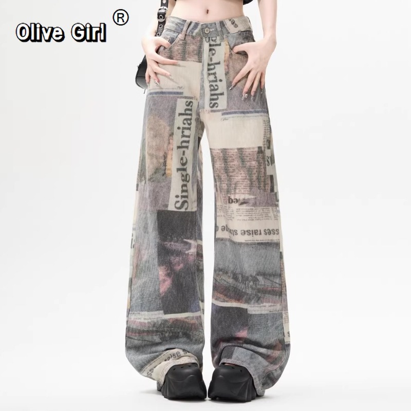 Olivegirl レディース デニムパンツ プリント グラ - Mom Jean High Rise のレビューと価格