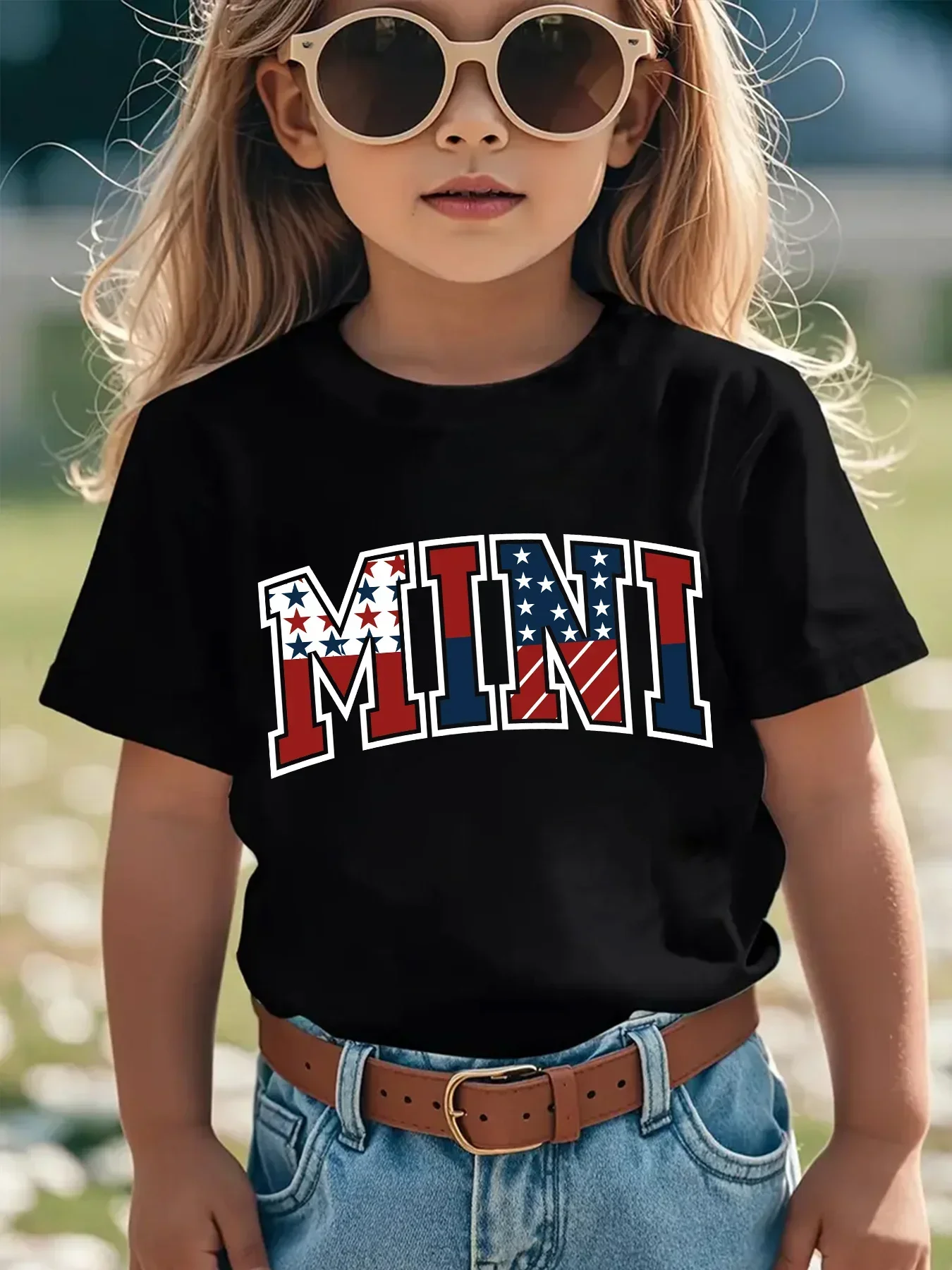 米国旗スターストライプミニレターキッズTシャツヴィンテージカ - Vintage Fashion Font のレビューと価格
