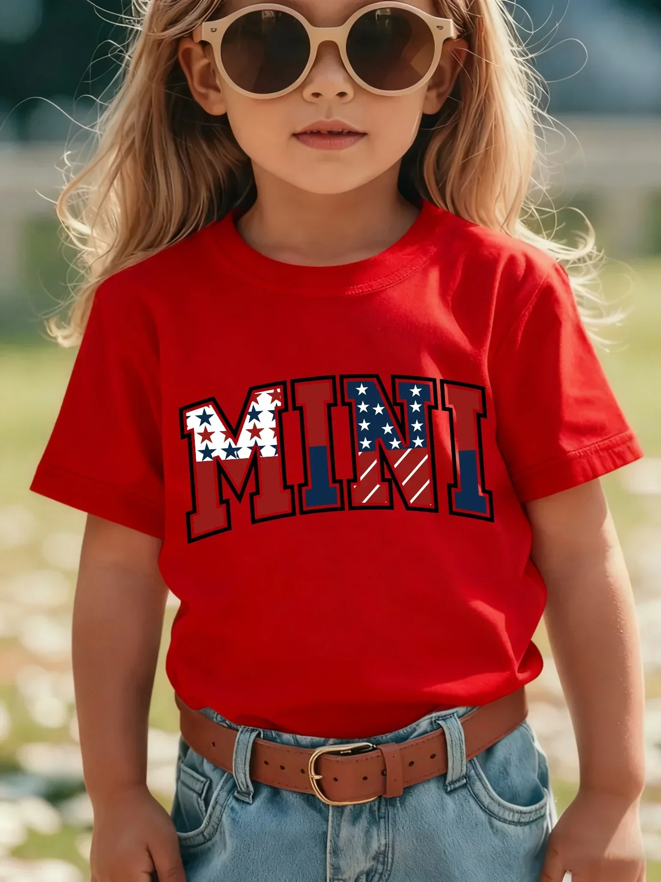 米国旗スターストライプミニレターキッズTシャツヴィンテージカ - Vintage Fashion Font のレビューと価格