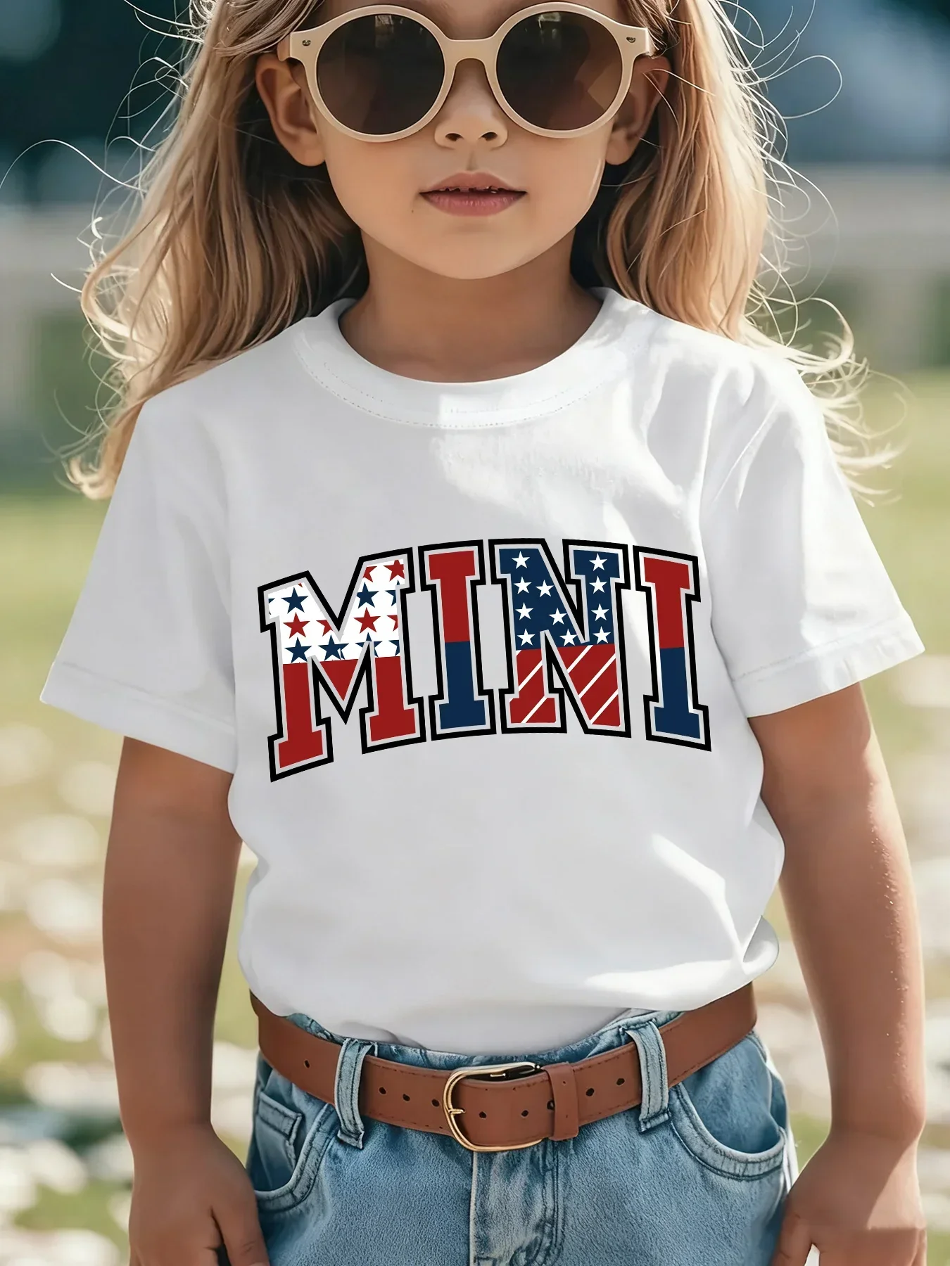 米国旗スターストライプミニレターキッズTシャツヴィンテージカ - Vintage Fashion Font のレビューと価格