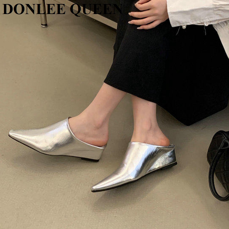 女性ファッションクローズトゥミュールスリッパ女性スクエアトゥ - Vintage Fashion Heels のレビューと価格