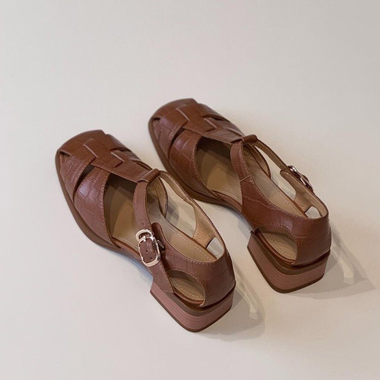 女性のサンダル夏の新しいファッション織りヴィンテージ通気性ロ - Vintage Fashion Heels のレビューと価格