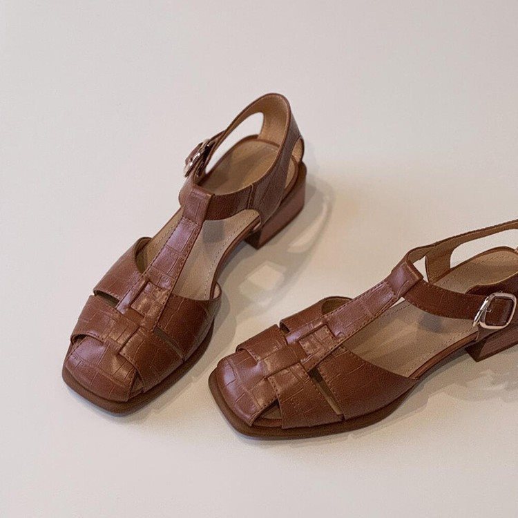 女性のサンダル夏の新しいファッション織りヴィンテージ通気性ロ - Vintage Fashion Heels のレビューと価格
