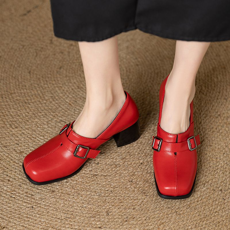 Girseaby ヴィンテージ女性パンプススクエアトゥブロッ - Vintage Fashion Heels のレビューと価格